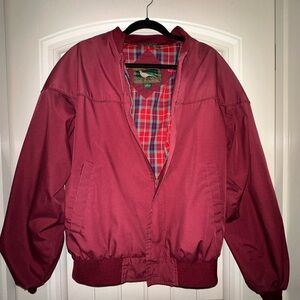 Vintage Field & Stream Plaid Lined Bomber Jacket Burgundy Men’s Medium